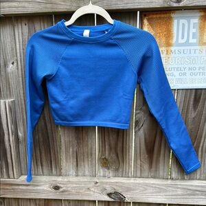 Blue long sleeve crop top by offline size small
